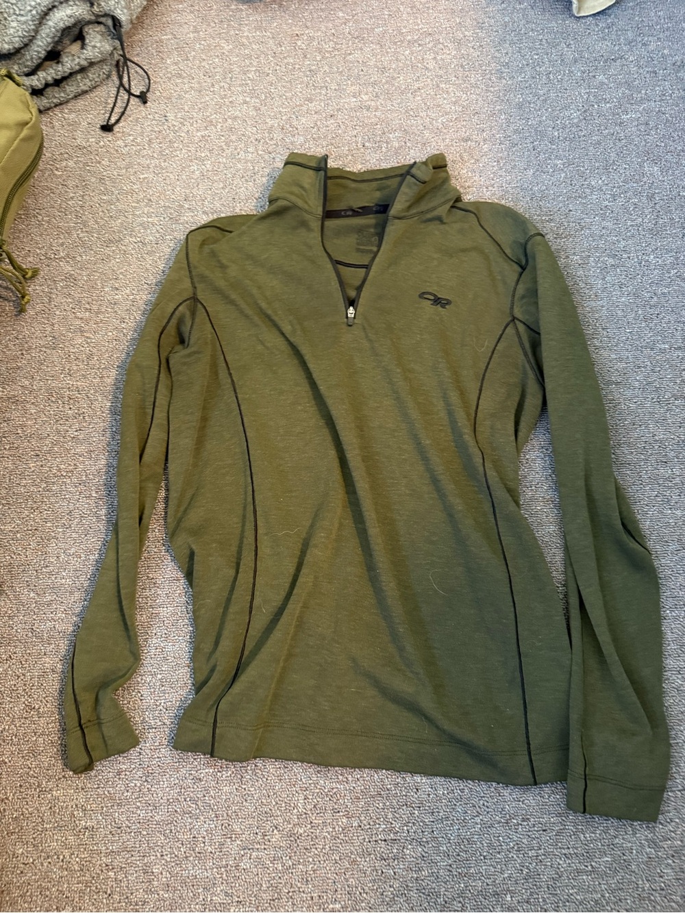 Outdoor Research Olive Green Half-Zip Lightweight Shirt Jacket